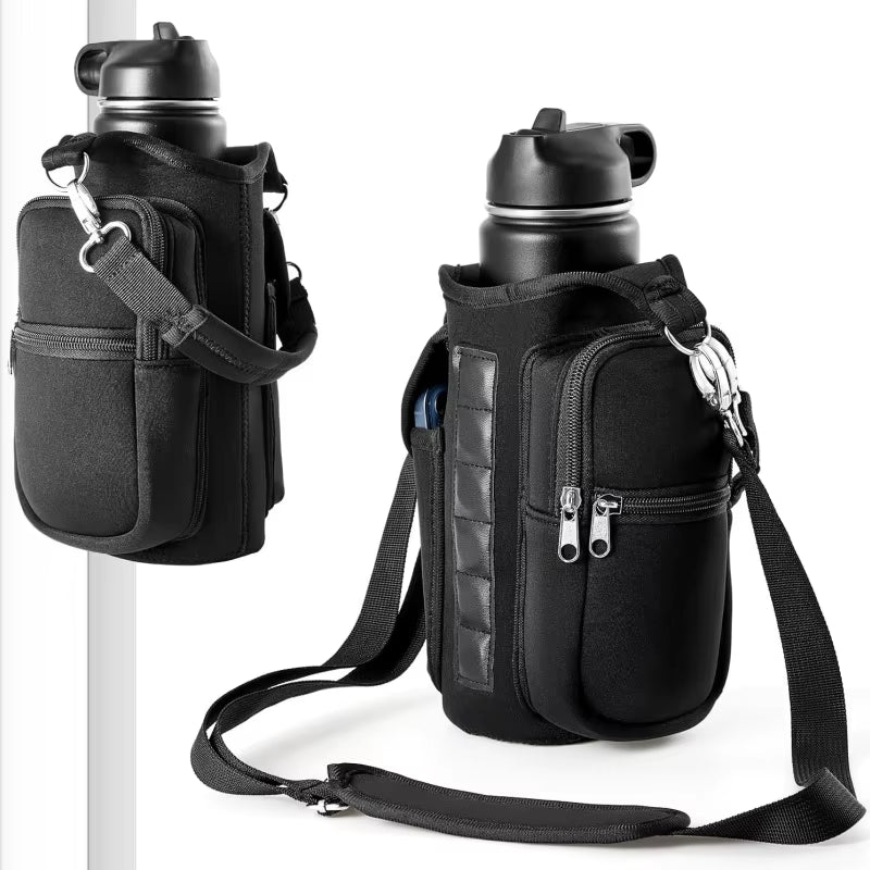 Ultimate Magnetic Water Bottle Holder with Phone Pocket & Shoulder Strap - Perfect for Gym Goers!